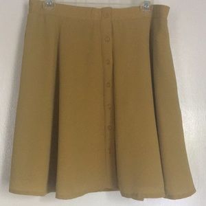 Cute Button Front Mustard Yellow Skirt